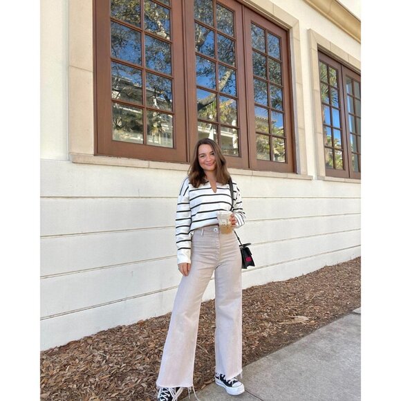 Women's Stretch Wide Leg Jeans High Waisted Casual Trousers Durable Denim - Picture 4 of 5